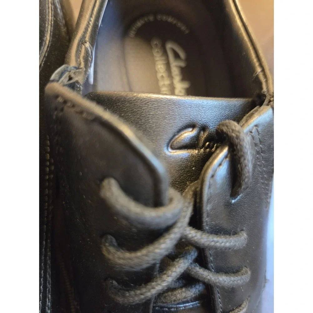 Clarks Men's Steadwell Lace-Up Oxford Shoes Black Leather Size 8.5M NEW! $115